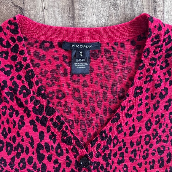 Pink Tartan Leopard Print Cardigan - Picture 2 of 2